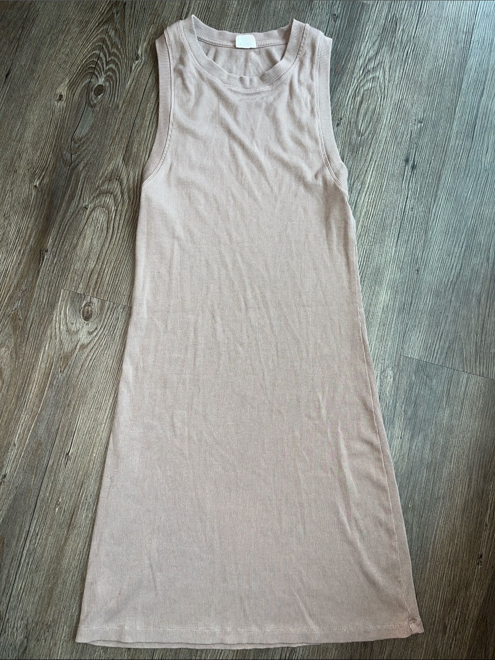 WILFRED ARITZIA Ribbed Tank Mini Dress in Light Taupe